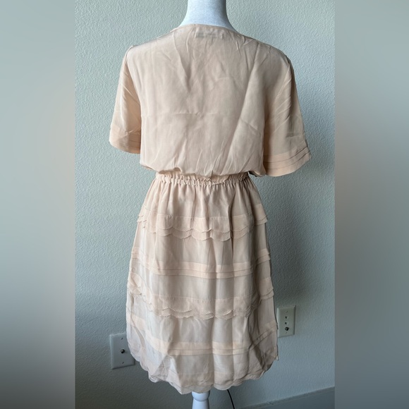 Elegant nude silk Women's Dress - Picture 6 of 10